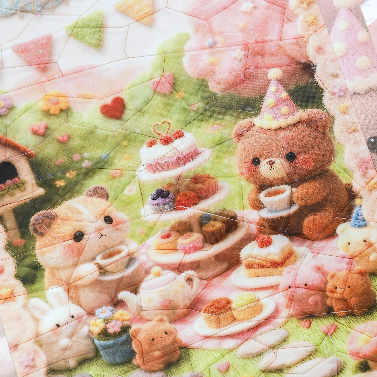 

Наклейка-пейзаж 3D «Чайная вечеринка» в стиле Kawaii Plush для DIY-сценок в карманной хижине, праздничный подарок ﻿