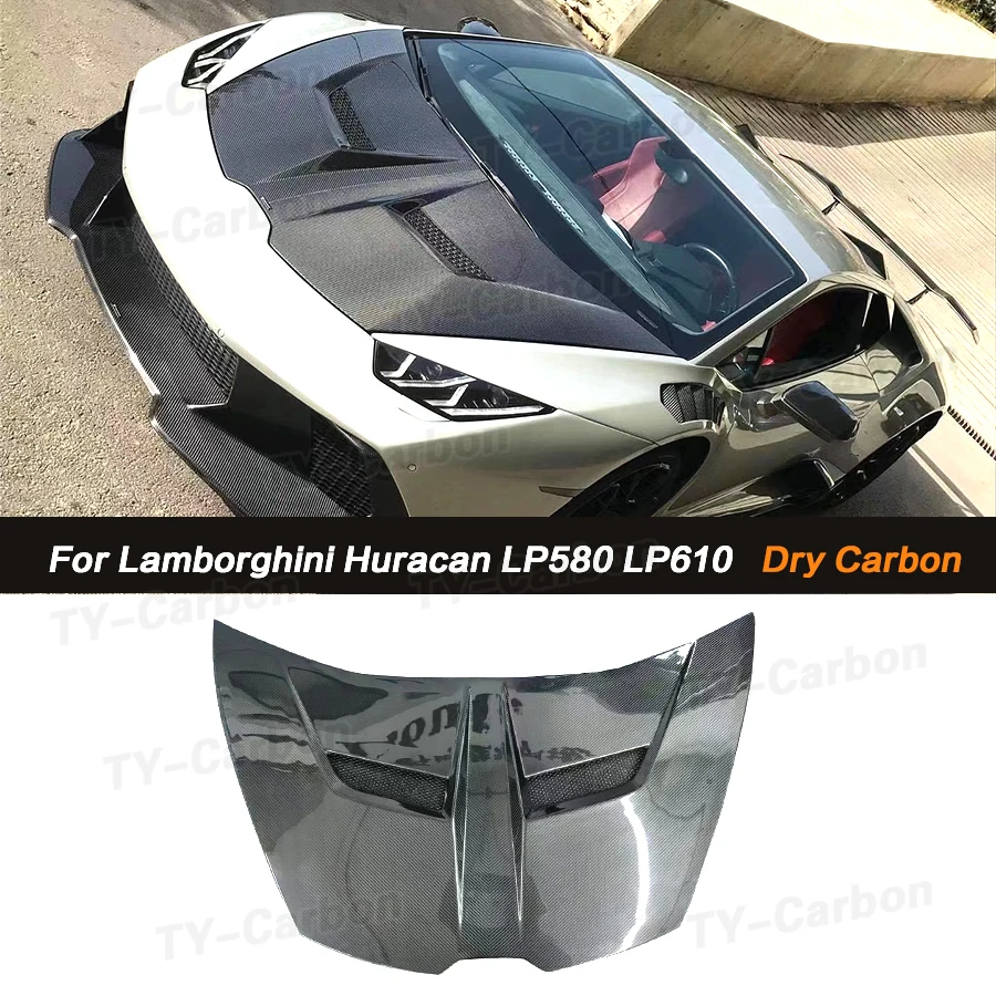 

For Lamborghini Huracan LP580 LP610 2014+ V Style Dry Carbon Fiber Engine Bonnets Body kits Front Engine Hood Vent