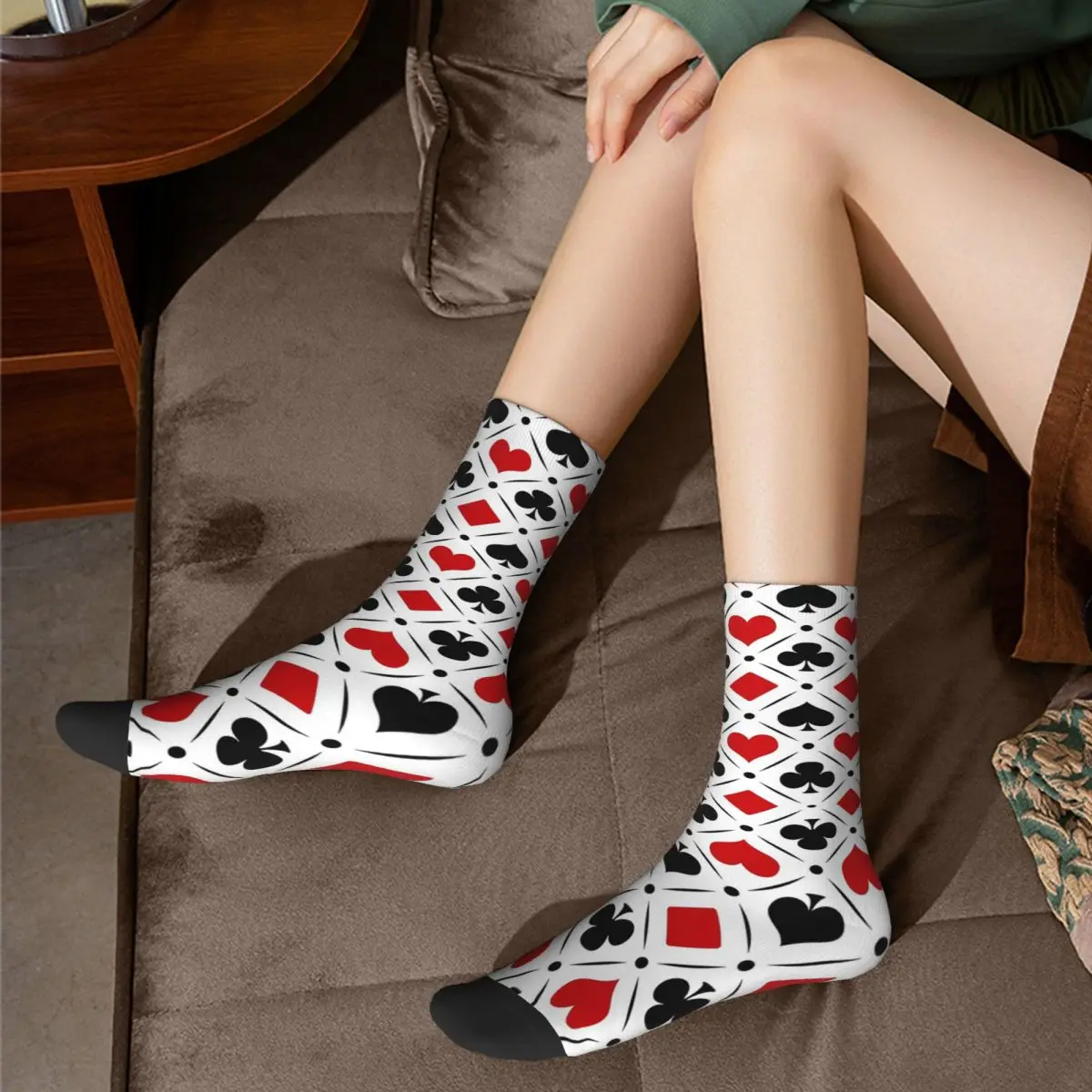 Playing Card Suits Symbols Socks Harajuku Sweat Absorbing Stockings All Season Long Socks Accessories Unisex Birthday Present