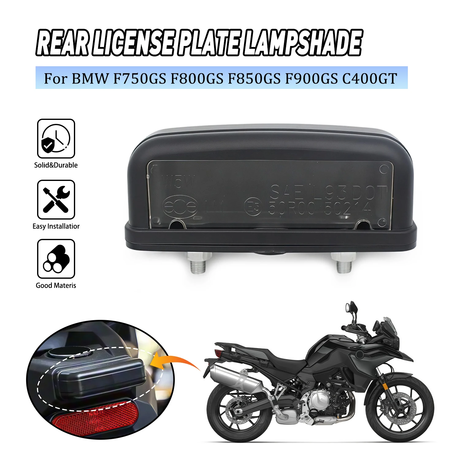 

Rear License Plate Lamp Housing For BMW F850GS F900GS ADV C400GT F750GS F800GS Motorcycle Registration Plate Lamp Case