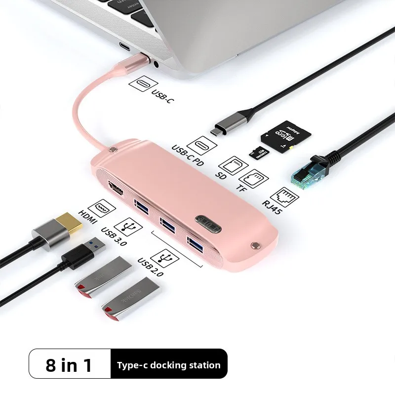 

8-in-1 Type-C Docking Station USB Hub Multi-Function Hub Computer Converter Expansion Dock