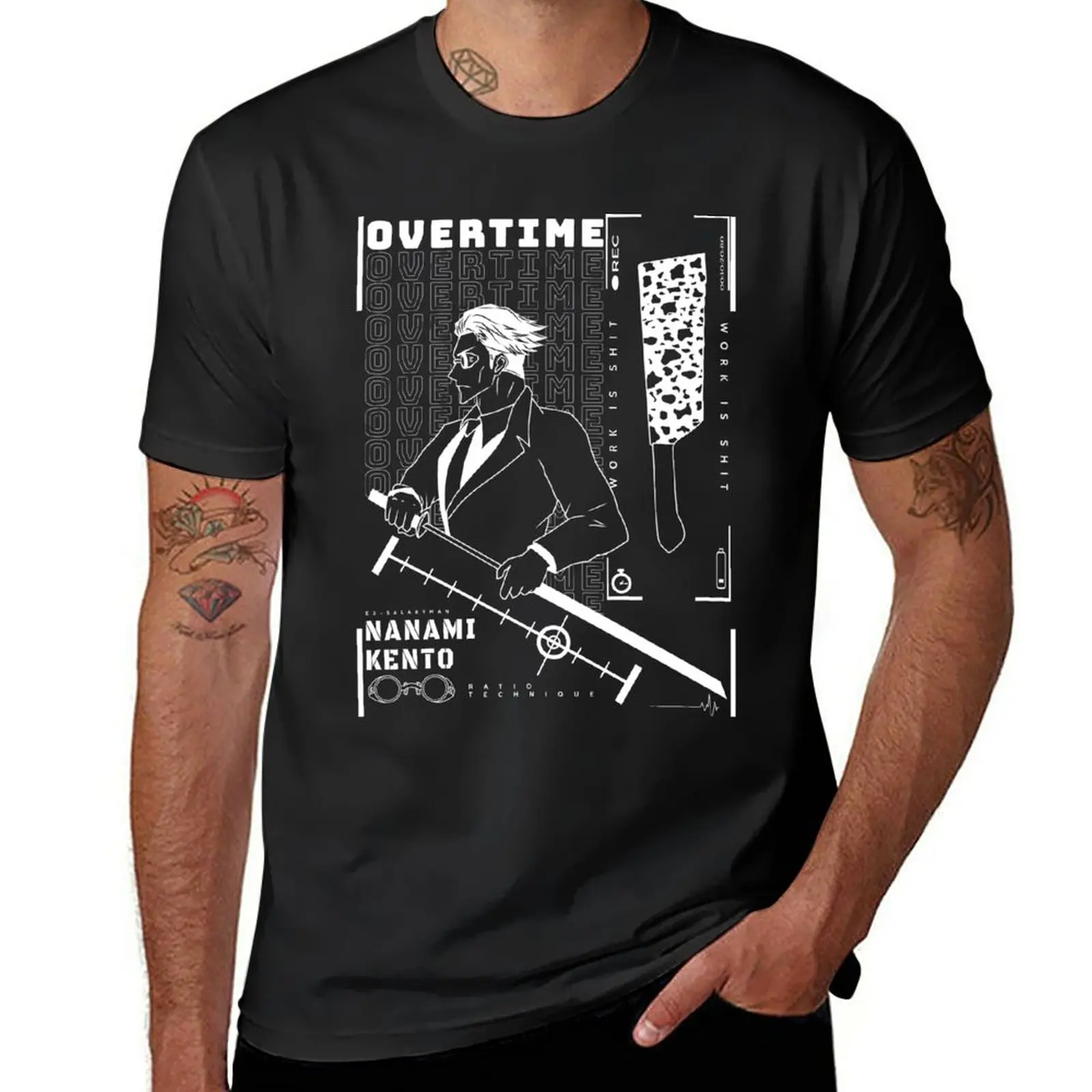 New OVERTIME T-Shirt t-shirts man anime quick drying shirt fitted t shirts for men