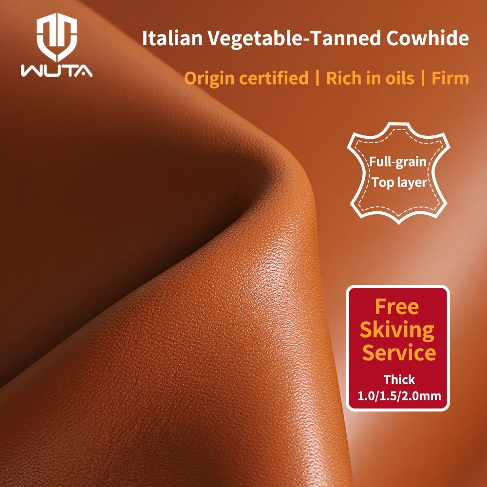 WUTA Italian Vegetable Tanned Cowhide Leather Full Grain Skin Genuine Leather DIY Craft Leather Fabric 1/3/5 Sq.ft Irregular