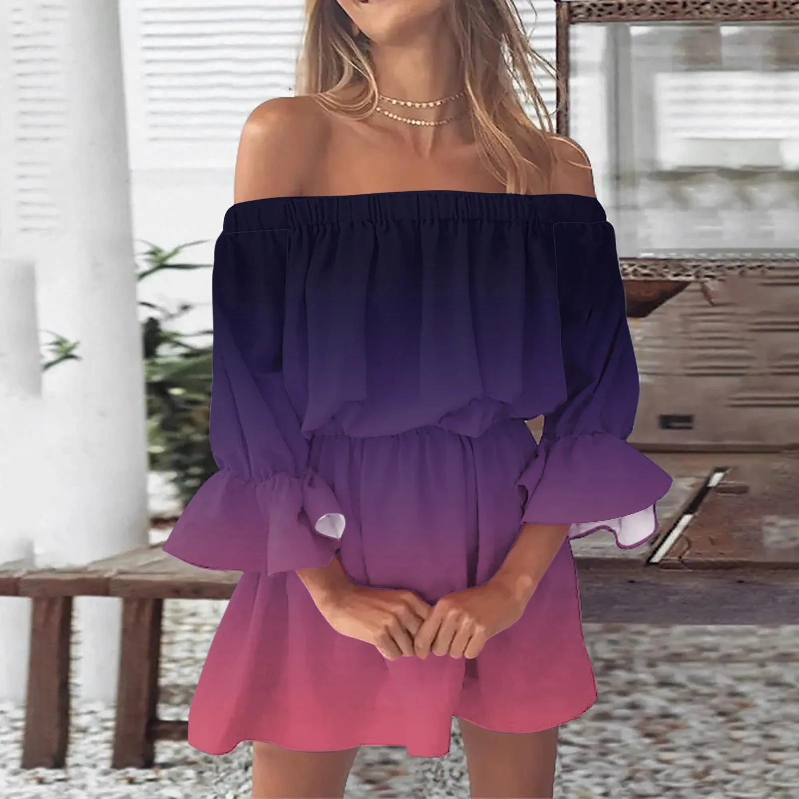 Zomer Sexy Off Shoulder Boho Jurken Vrouwen 2024 Casual Losse Pasvorm Tuniek Zomerjurk Vrouw Strandvakantie Mini Korte Jurk