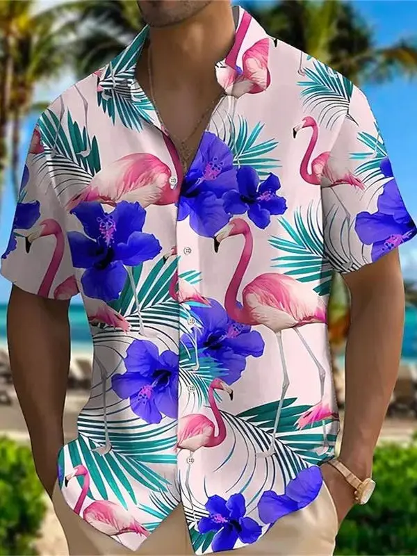 

Men's Printed Collar ort Sve irt Casual Loose Fit Summer Faion Mid-Year Men's Clothing Button-Up irt