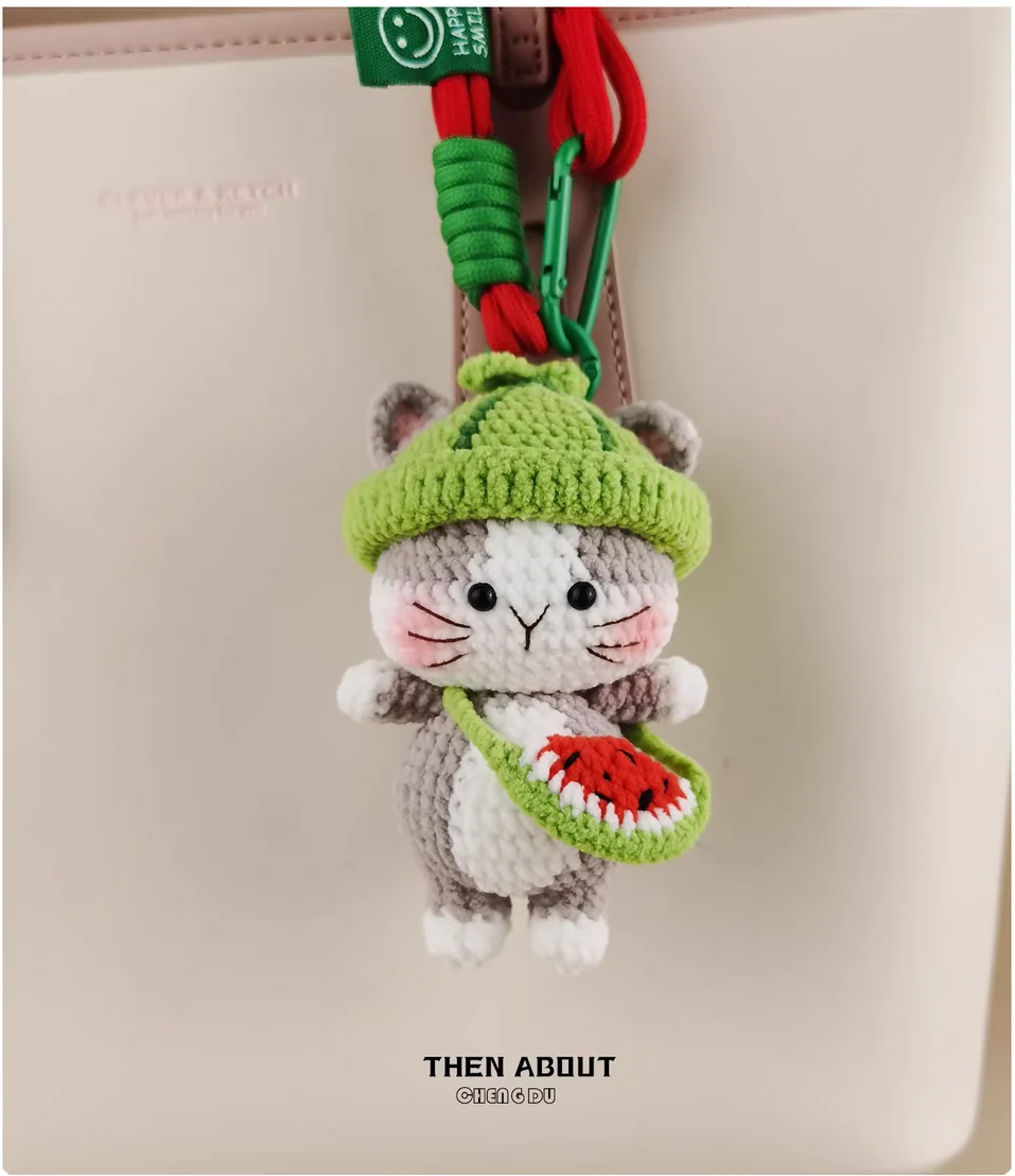 Cute watermelon cat doll bag pendant pendant Keychain pendant niche senior gift