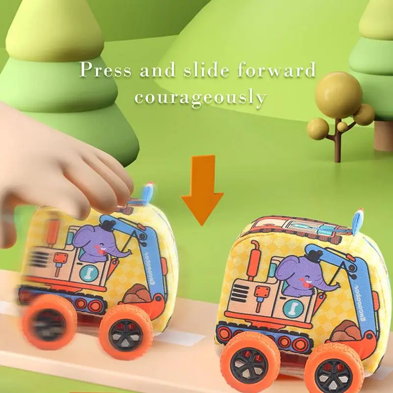 

Cute Cartoon Fabric Interactive Car Friction Sensory Toys Fine Motor Vehicle Toys for Children Aged 1 Years Pull Back Vehicles