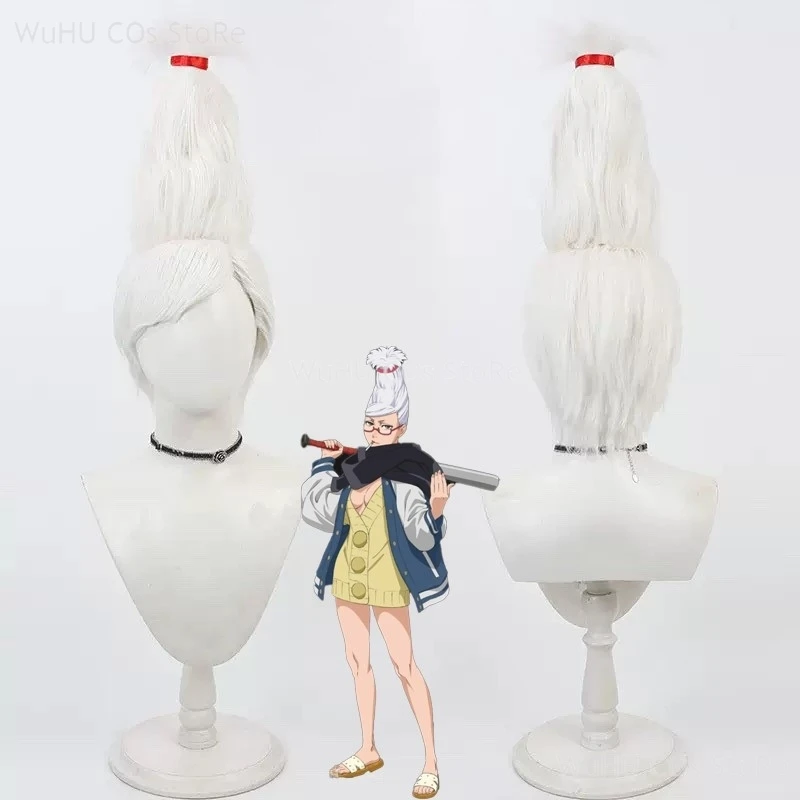 

Anime Dandadan Seiko Ayase Cosplay Wig White Hair Earrings Glasses Santa Dodoria Halloween Party for Women Prop Accessory