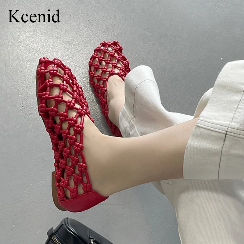 

Kcenid/Новые летние повседневные туфли на плоской подошве, модные женские туфли с круглым носком и сетчатым плетением, лаконичные однотонные женские туфли с вырезами, горячая распродажа, красные