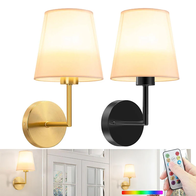 

Retro LED Wall Light RGB Charging Light Bulb Wireless Wall Light Bedroom Living Room Corridor Stairway Light Fabric Wall Lamp
