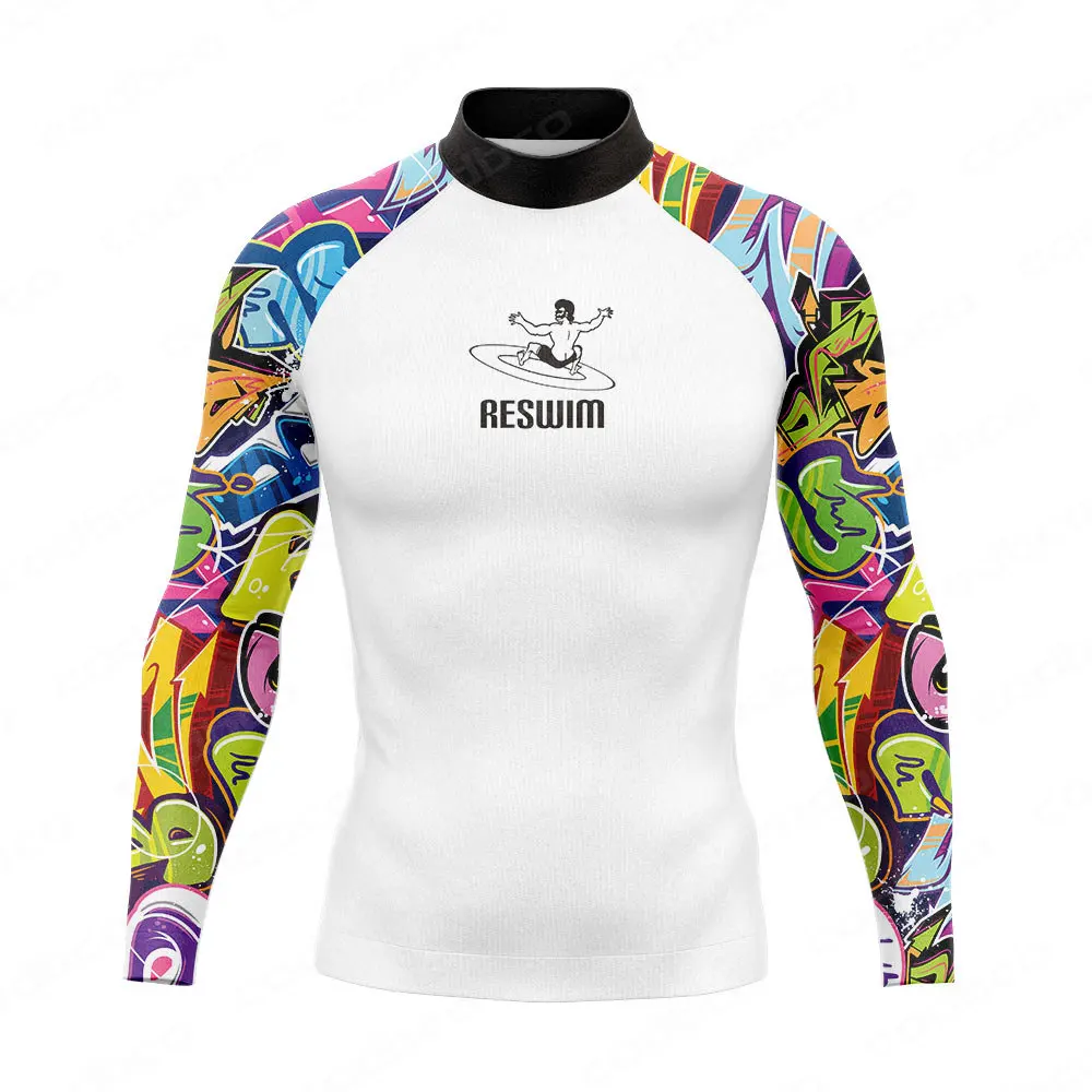 New Men's Rash Guards Swimsuit Long Sleeve Surf Swim T-Shirts Summer Swimming Beach Tight Surfing Clothes UV Protection Shirt image 3