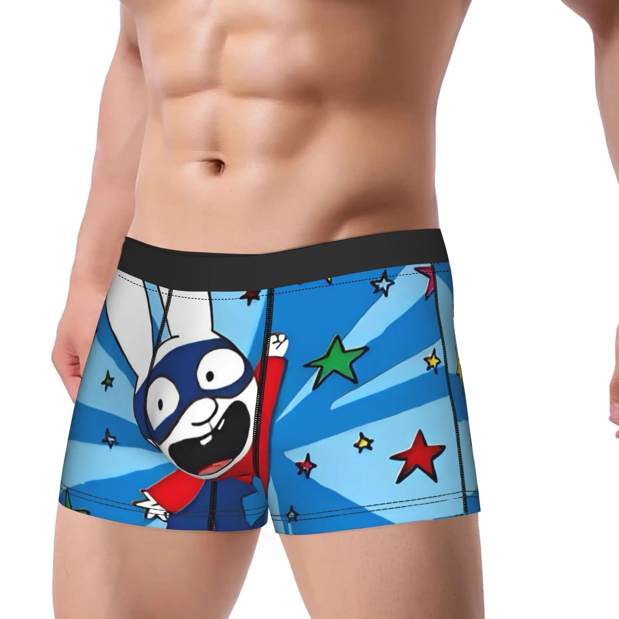 Novelty Boxer Simons Rabbit Shorts Panties Briefs Men Underwear French Cartoon Polyester Underpants for Homme S-XXL