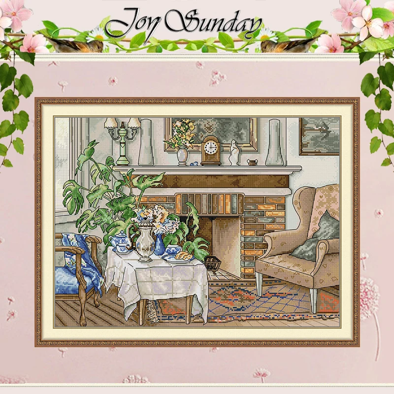 

By the Fireside Patterns Counted Cross Stitch Set DIY 11CT 14CT 16CT HD Stamped DMC Cross-stitch Kit Embroidery Needlework