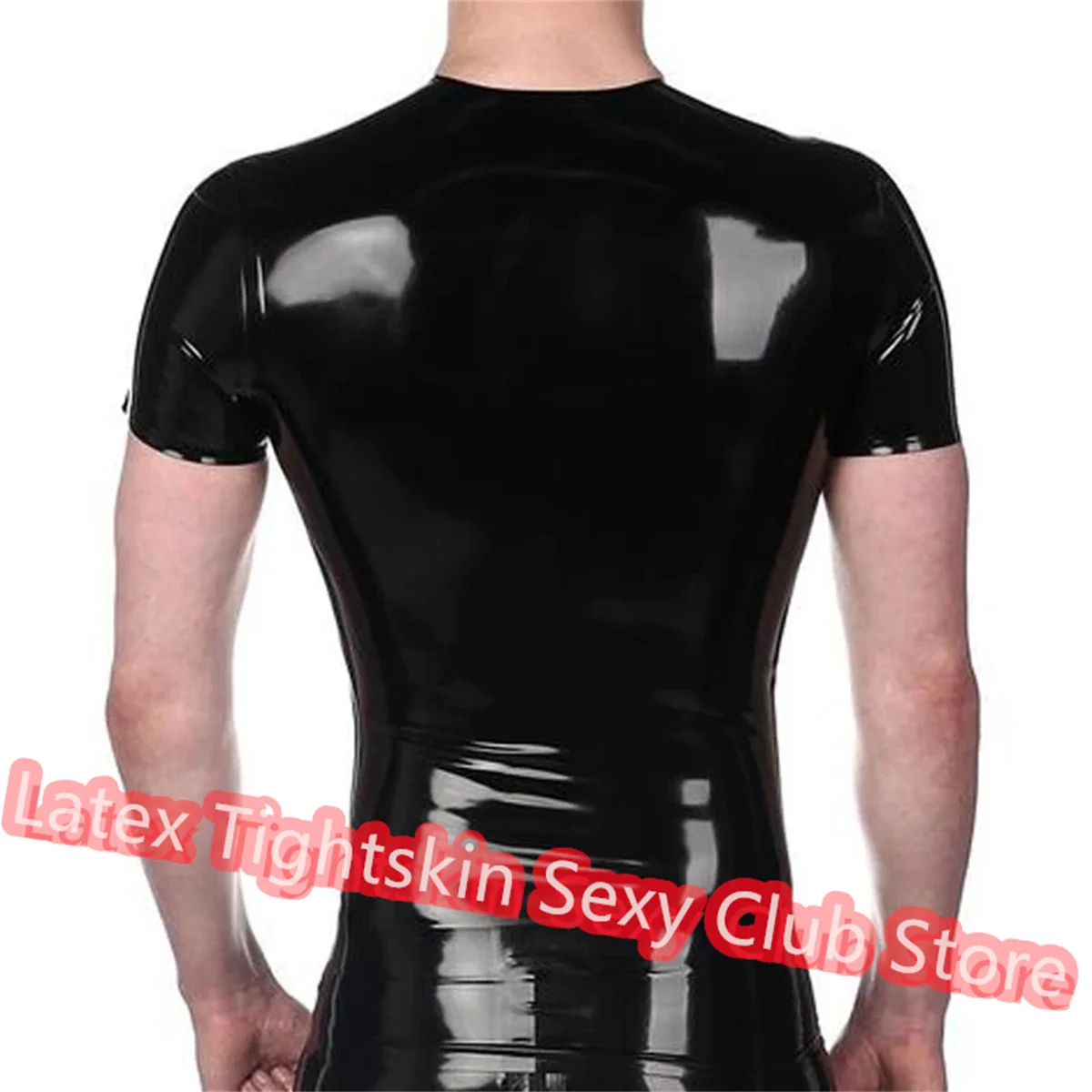 

Handmade Latex Men Short Sleeve Shirt Latex Top Rubber Suit Cosplay Costume
