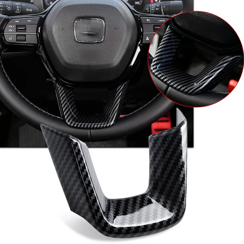 Dry Carbon Fiber Car Steering Wheel Panel Frame Cover For Honda Civic 11th Gen CRV Accord 2022-2024 Interior Accessories