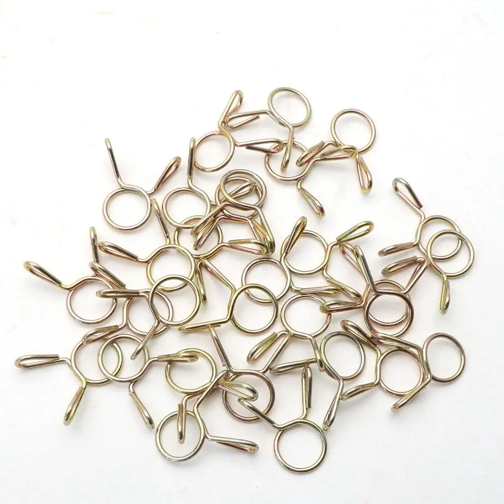 30pcs Hose Clamp Pipe Clip Zinc Plated Spring Clips Fuel Line Petrol Pipe Fuel Hose Clips 8mm for Motorcycle Boats ATVs