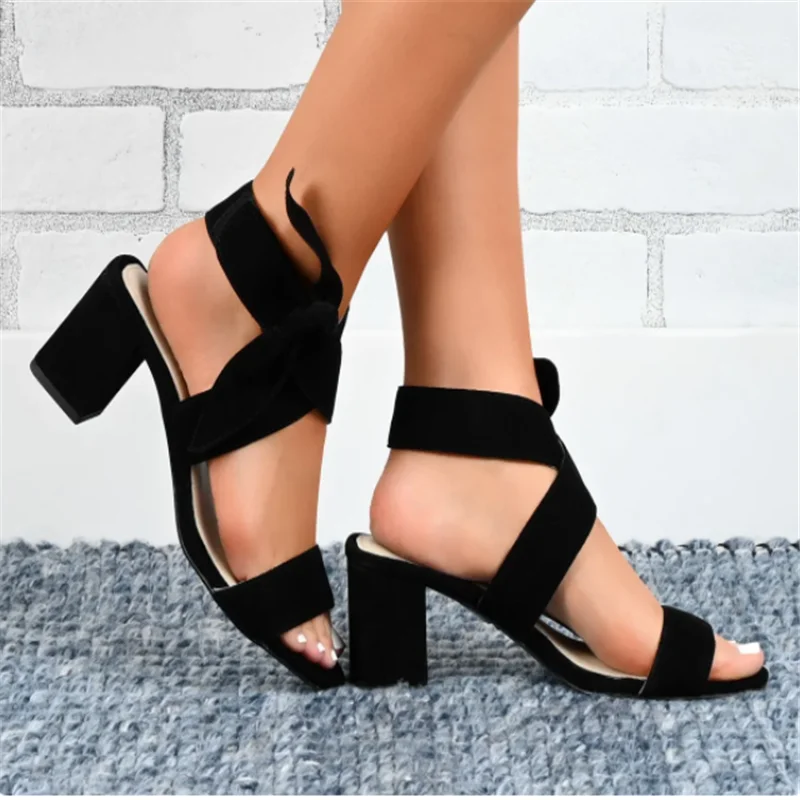 Sandals Women Plus Size Shoes Summer New Casual Fashion High Heels Sandals Bow Women Dresses Wedding Latin Dance Sandalias Mujer