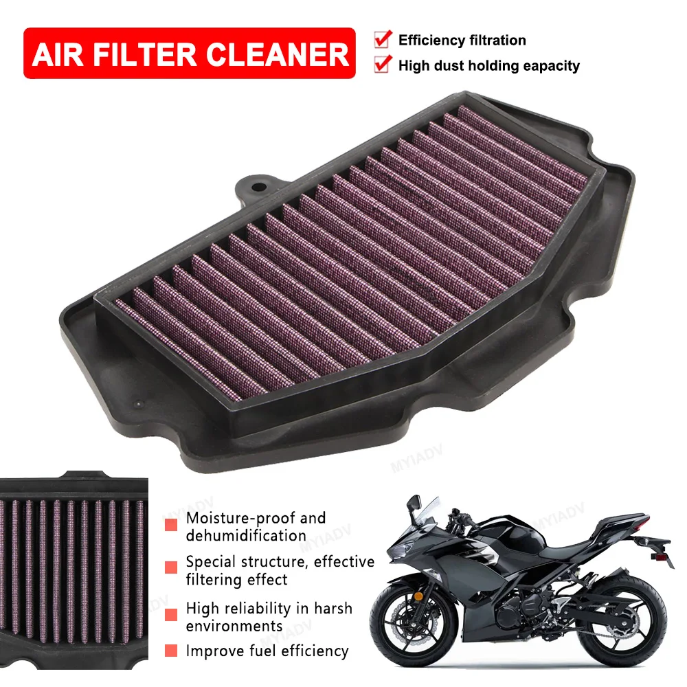 Motorcycle Air Filter Intake Purification Washable Cleaner For KAWASAKI ZX-4R 2023 2024 ER400 Z400 EX400 For NINJA 400 2018-2022