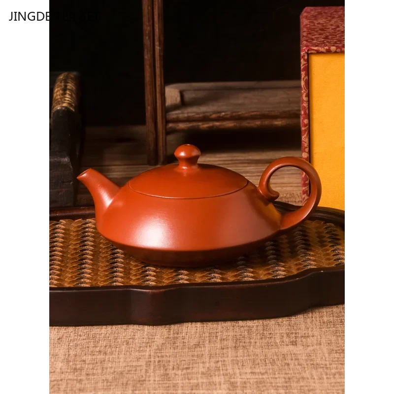 1PCS Yixing handmade purple clay single person teapot original ore old purple clay living room office divine lamp shaped tea set