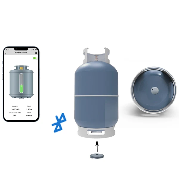 Bluetooth LPG Cylinder Level Sensor Magnetic Mount Coin Battery Powered Smart Detector Propane Butane Diesel Water Tank