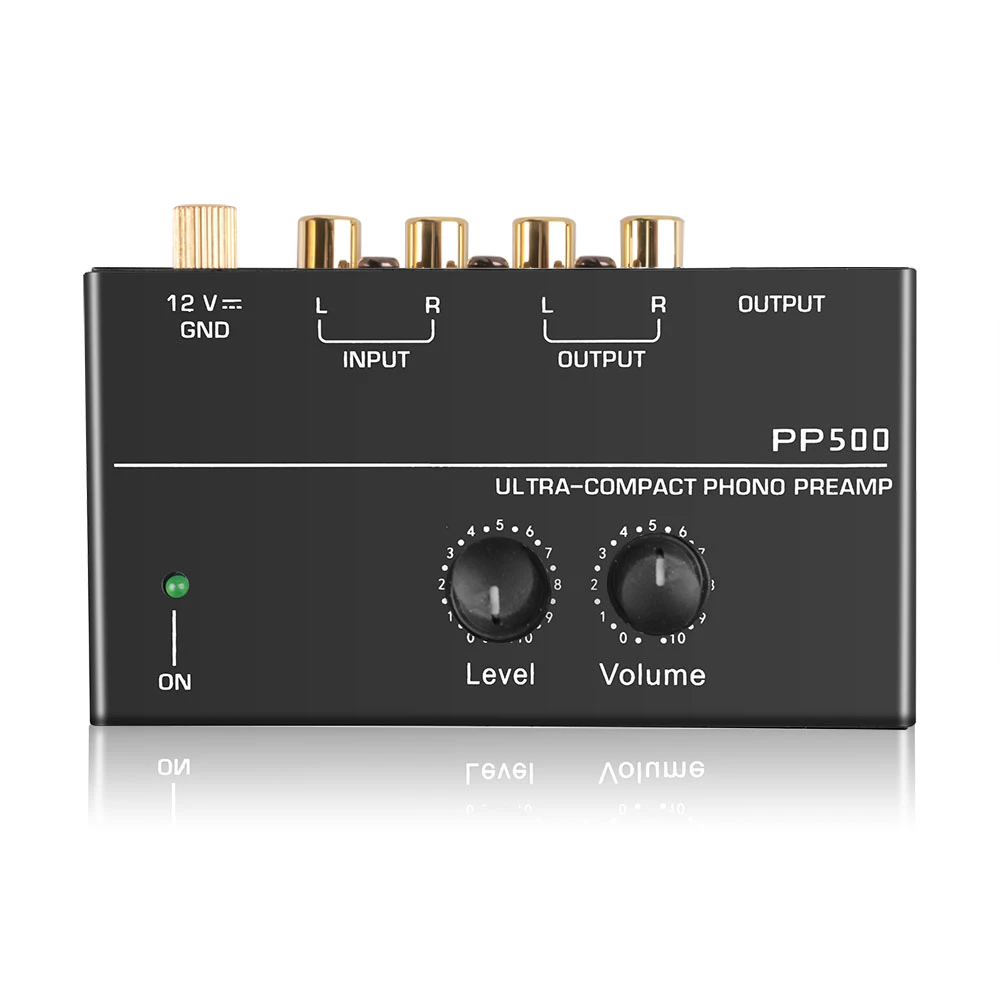 Ultra-compact Phono Preamp Pre Amp Preamplifier with Level Volume Control 2xRCA Input 2xRCA Output 1/4