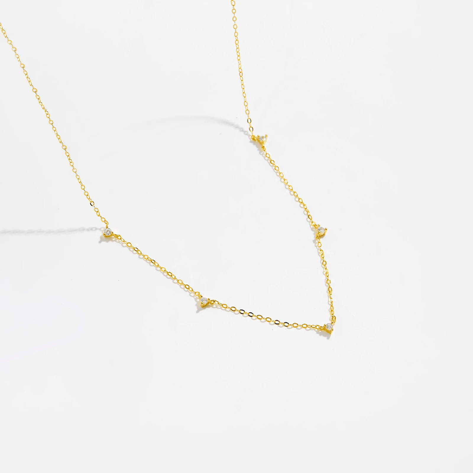 VEWANT 925 Sterling Silver Small Clear Zircon Long Chain Regulowany naszyjnik 2024 Kobiety Drobna luksusowa prosta biżuteria — zdjęcie 3
