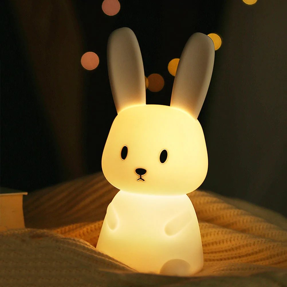 USB Rechargeable Animal Silicone Lamp LED Bunny Night Lights for Kids Room Bedside Lamp RGB 3D Silicone Rabbit LED Night Light