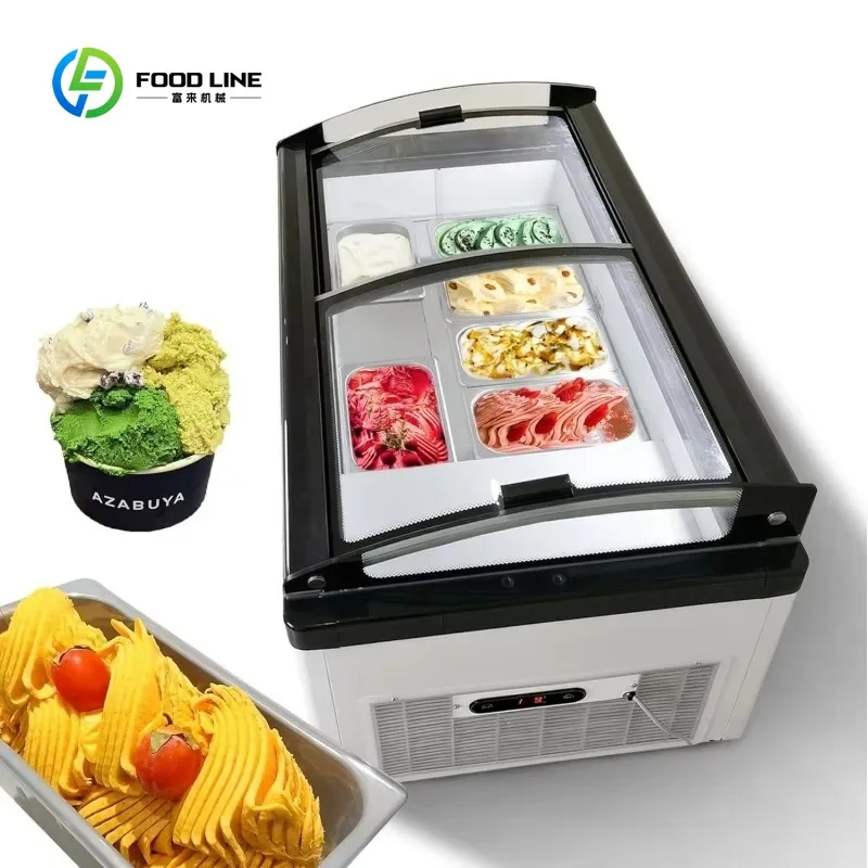 Customized Mini Desktop Ice Cream Freezer Display Cabinet Glass Door Ice Cream Display Freezer Showcase