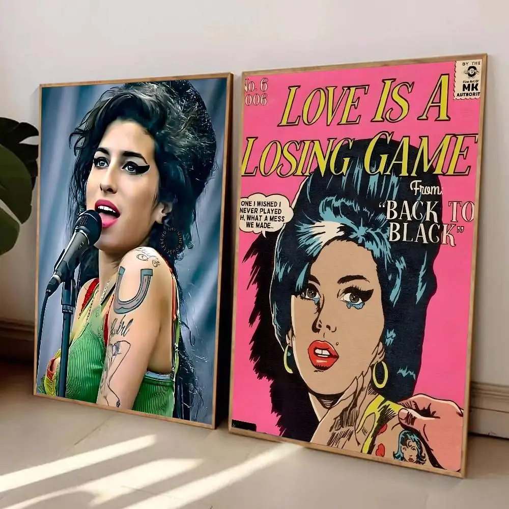 ملصقات ذاتية اللصق لمغني الموسيقى الشهيرة إيمي واينهاوس مناسبة لأي سطح جدار مقاوم للماء والرطوبة #4