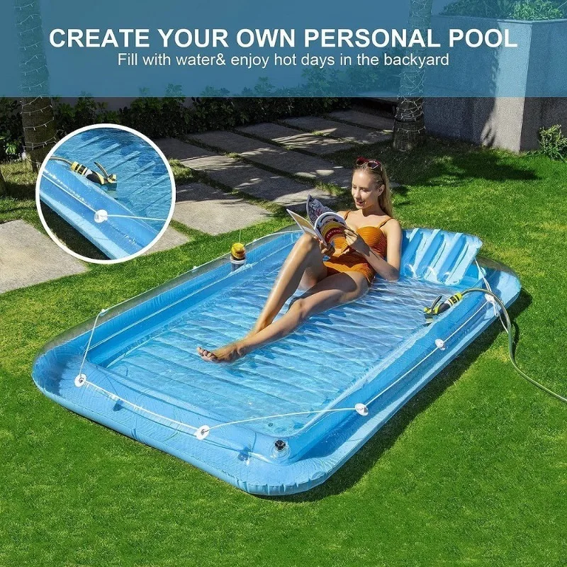 Inflatable Water Float Bed Dual Use Floating Lounge For Adult Pool Party Swimming Relaxation Water