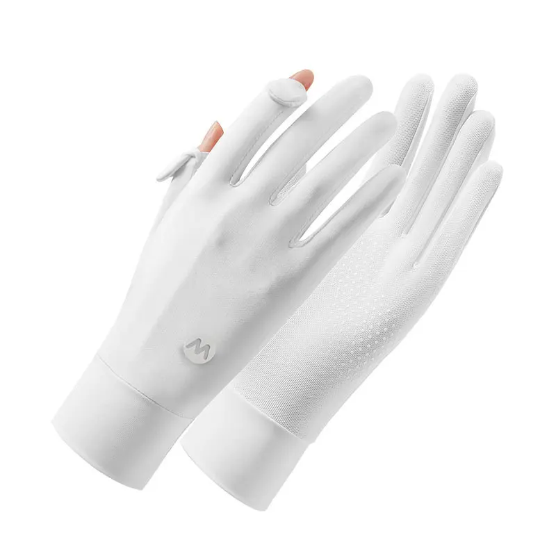 Lady Sunscreen Ice Silk Gloves Female Summer Sun Protection Gloves Fashion Cycling Driving Running Mittens Thin Anti-UV Gloves