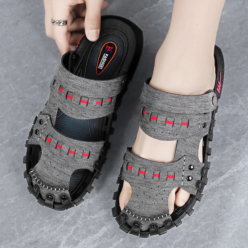 

Men's Summer Outdoor Wear Anti-Slip Soft Bottom Casual Sports Water Shoes Beach Sandals Driving Two-Purpose Comfortable Flip ...
