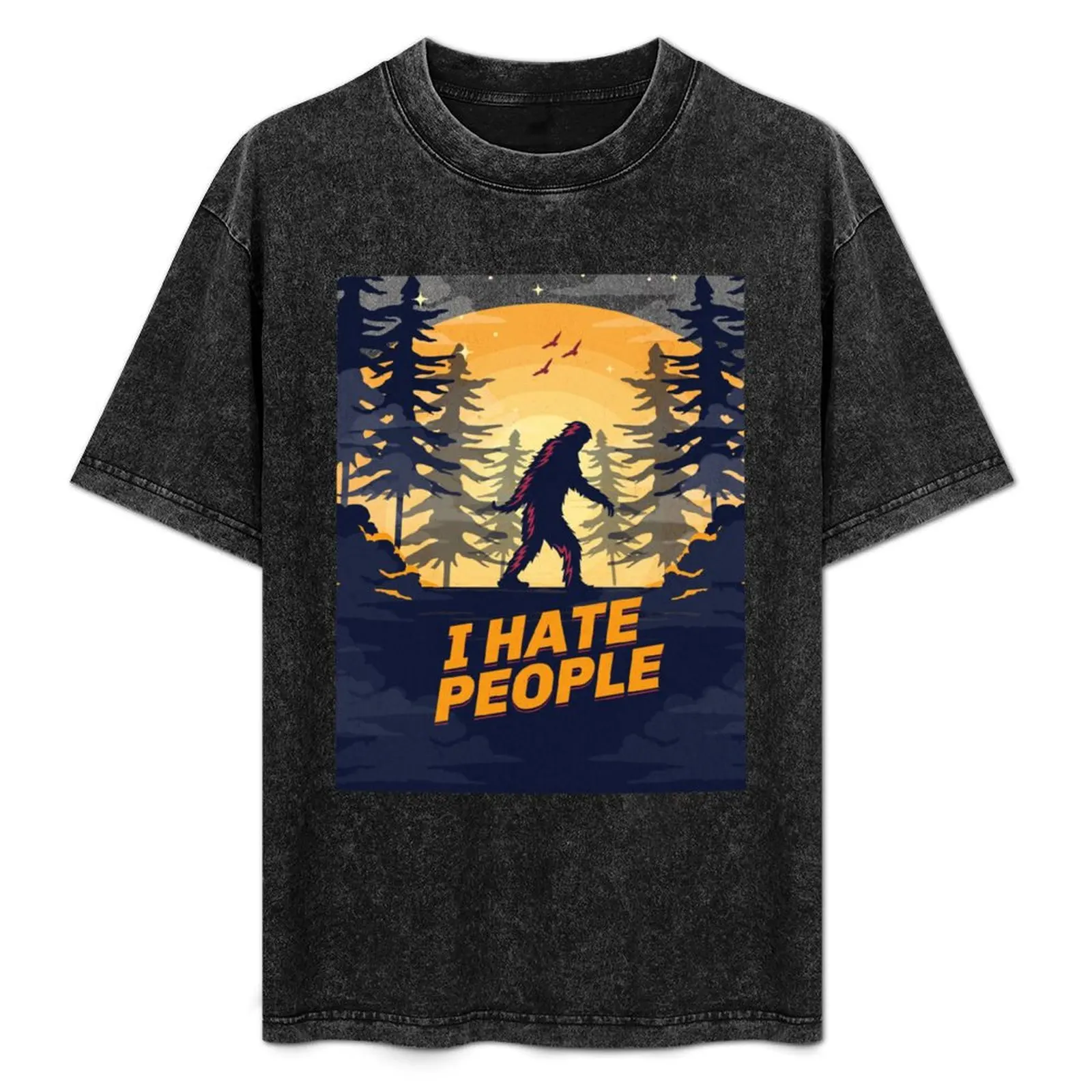 I Hate People Bigfoot Sasquatch Funny Sarcastic T-Shirt boys animal print kawaii clothes vintage anime shirt tops mens clothing