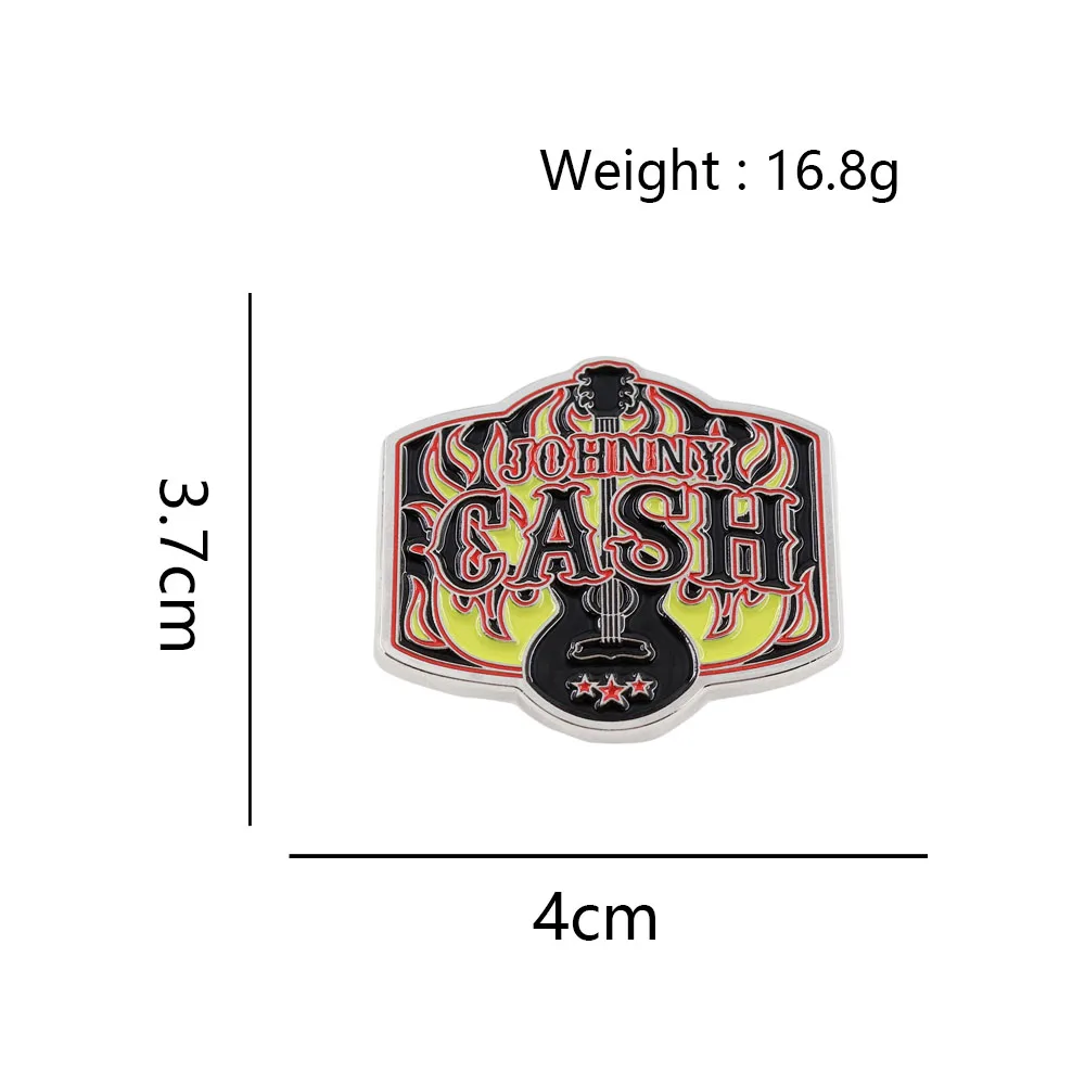 Johnny Cash Rockband Emaille-Pins Retro Gitarren-Ring of Fire Brosche Country-Musik-Album Metall-Abzeichen Rucksack-Anstecknadel Fan-Geschenk – Detail 2