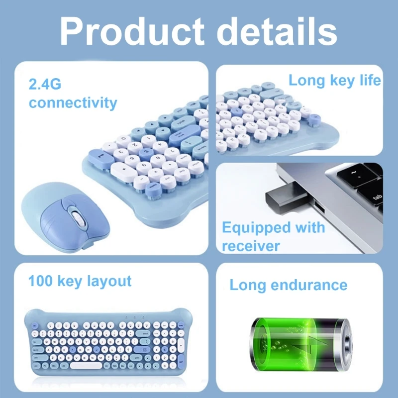 2.4Ghz Wireless Gaming Keyboard and Mouse Combo Wireless 100 Keys Mechanical Keyboard Ergonomic Gaming Mouse for PC