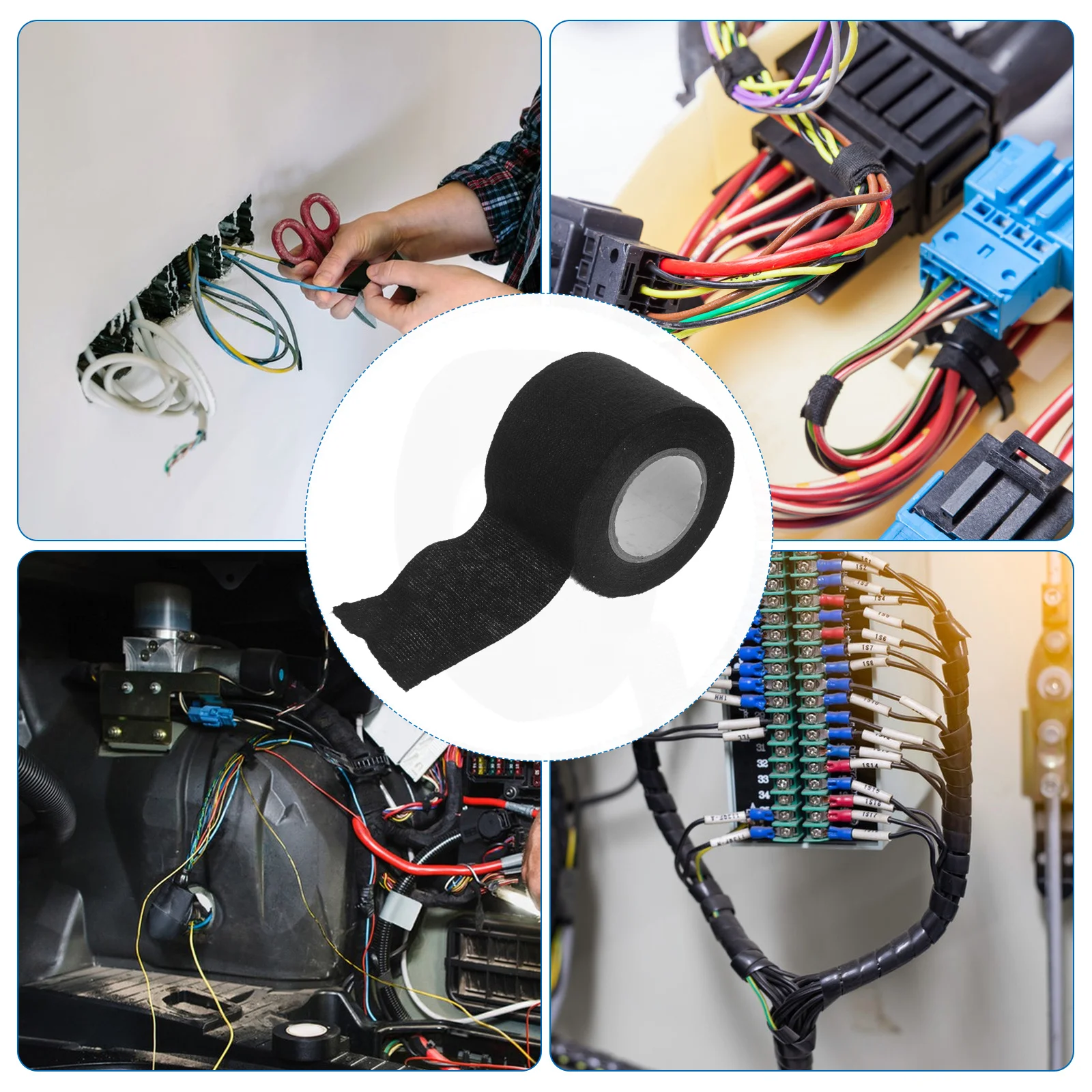 

2 Rolls Wire Harness Tapes Automotive Cloth Tapes Easy to Use Tear by Hand Electrical Insulation Protection Wire Harness Tape