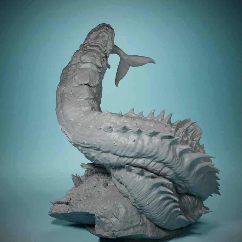 

3D fantasy miniature gray resin, role play, board game room decoration, send friends selected、Jormungandr Devouring