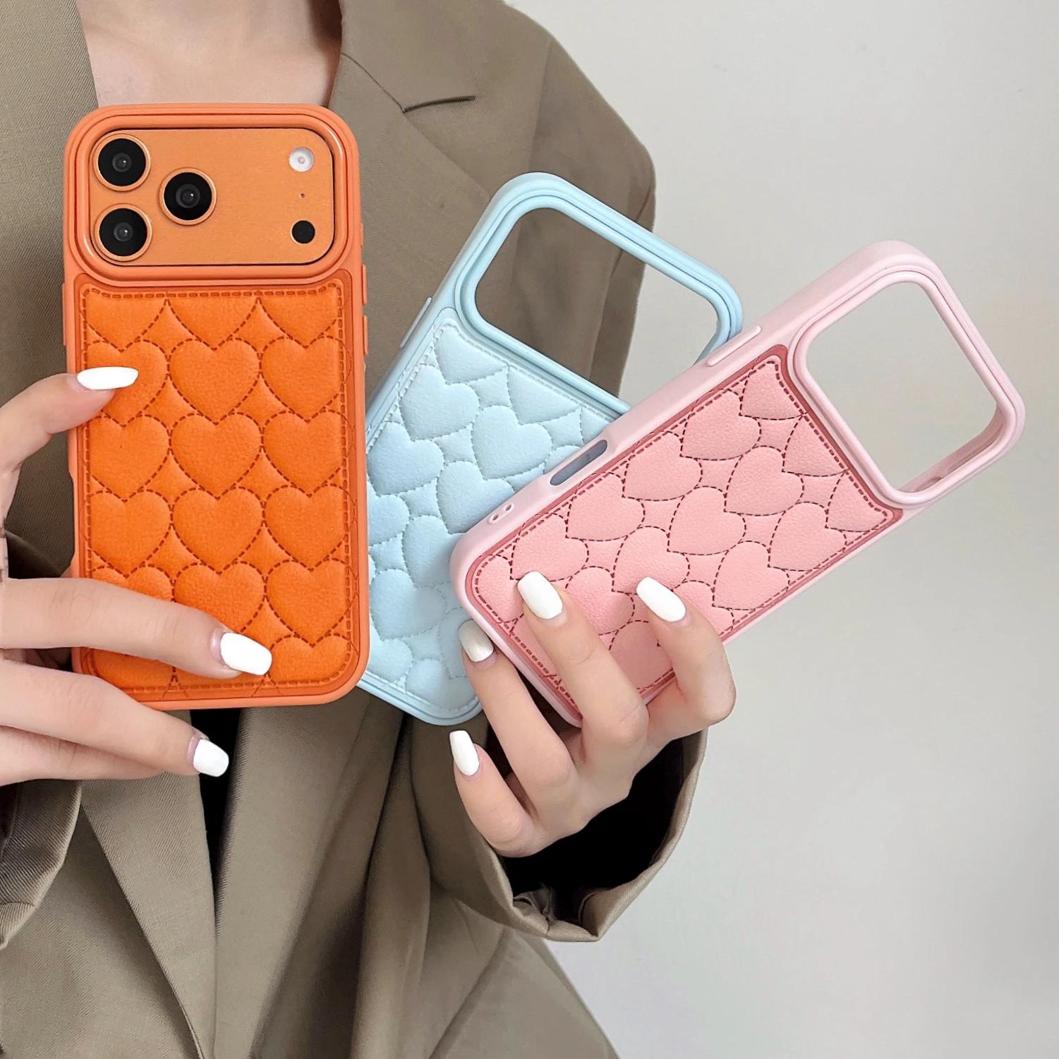 

Back Cover For IPhone 13 14 15 16 Pro Max 17 Pro Case Big Love PU Leather Shockproof Phone Case