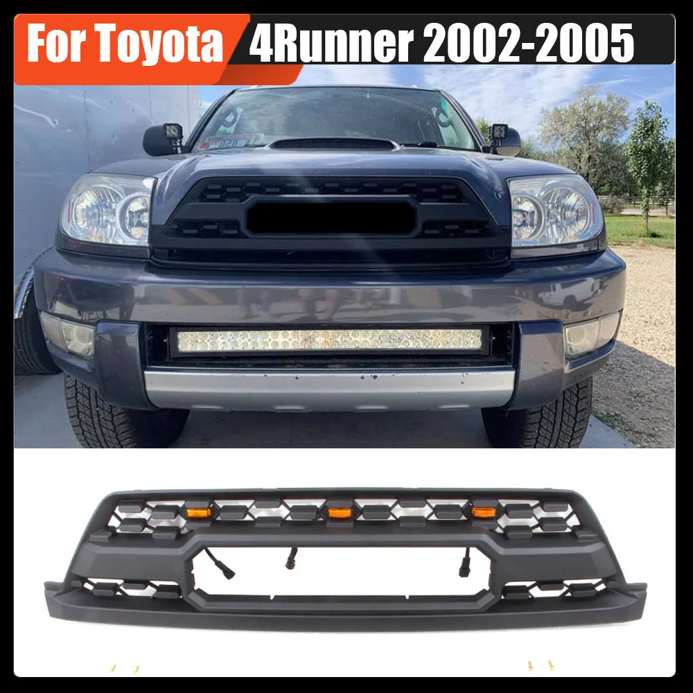 

Fit For Toyota 4Runner 2002-2005 Car Accessories Facelift Front Bumper Mesh Trims Cover Mask Grill Racing Grills With Led Grille