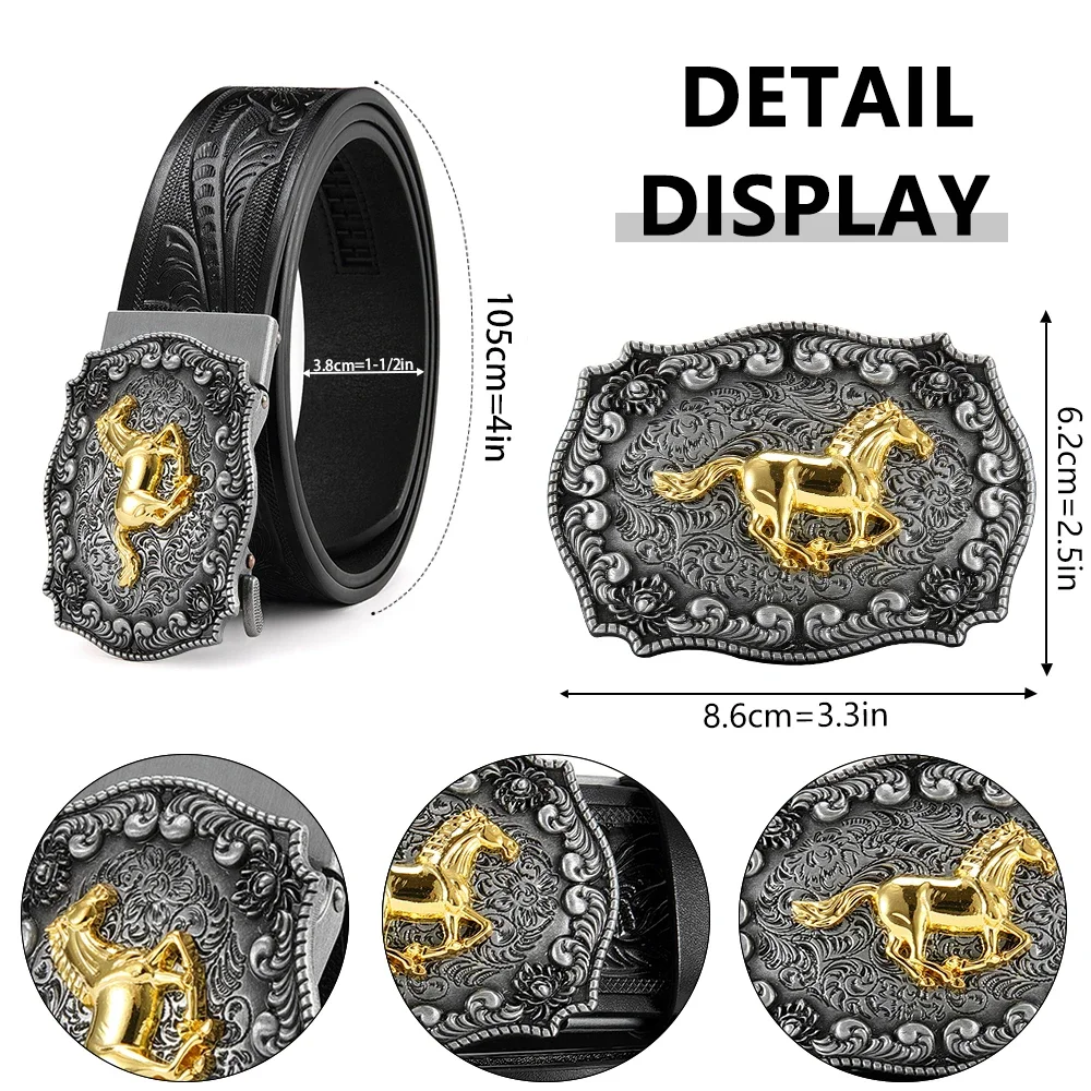 Herren Vintage Western Windgürtel PU-Ledergürtel Hauptkörper Metallschnalle Hochwertiger Herrengürtel – Detail 6