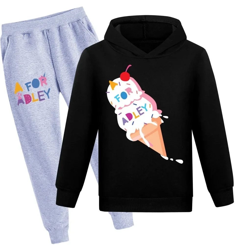 Cartoon A FOR ADLEY Hoodie Kids 2024 Fall Clothes Toddler Girls Hood Sweatshirts Pants 2pcs Set Children Sportsuit Boys Clothing