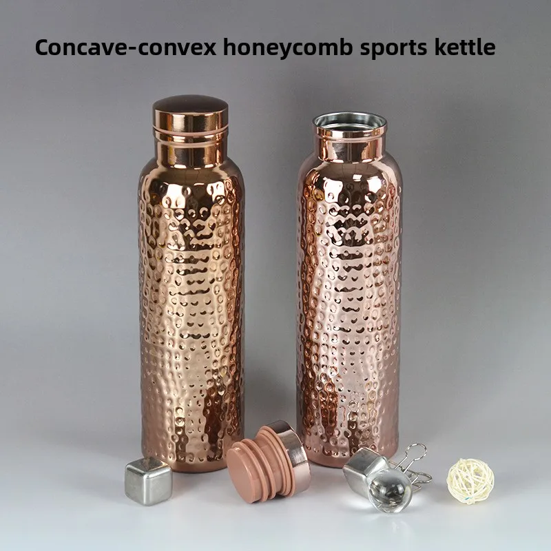

Electroplated copper thermos cup outdoor sports kettle with canvas bag