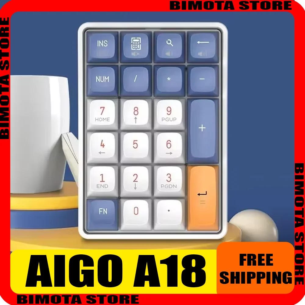 

Aigo A18 клавиатура Numpad Bluetooth беспроводная трехрежимная геймерская мини-клавиатура аксессуар для клавиатуры для компьютера офиса мужские игровые подарки