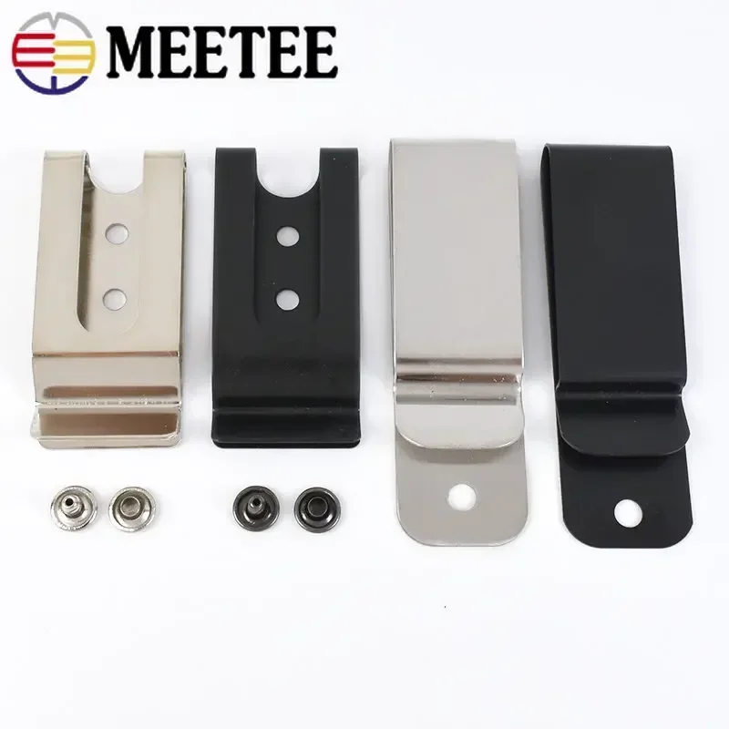 2/5Pcs Meetee Metal Belt Clips Buckle Double Holes Sheath Spring Clip Hooks for Pockets Wallet Band Loop Clasp Accessories