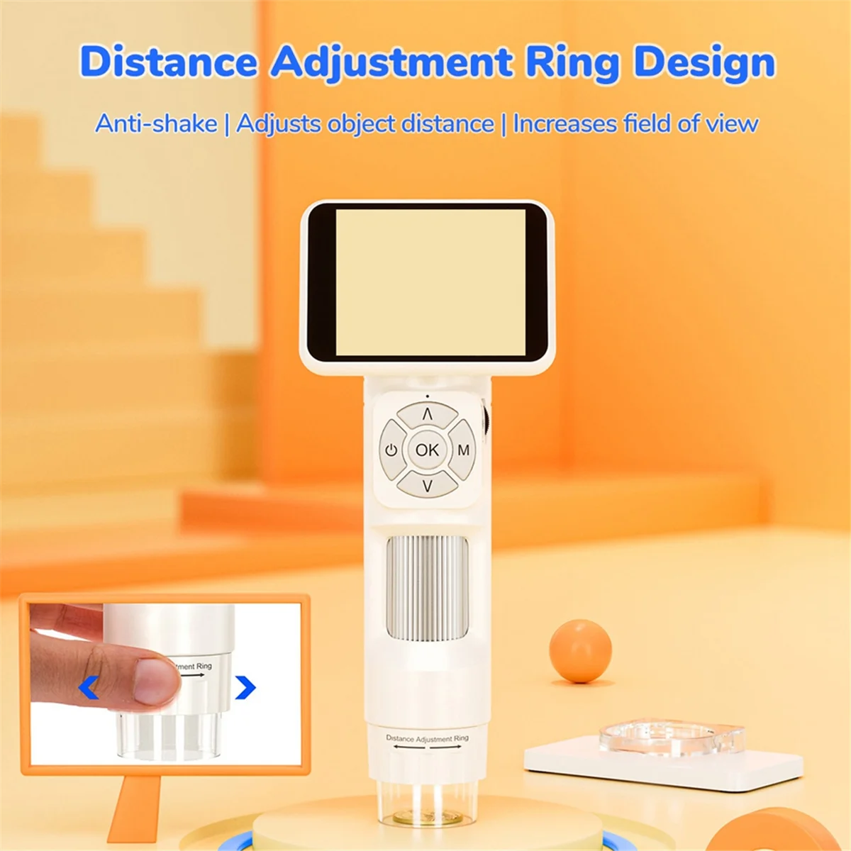 ABNJ Portable USB Kids Digital Microscope 2.8 Inch Screen Kids Observation Science Education Toys Gifts White