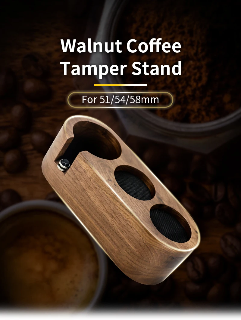 51mm/53mm/58mm Kaffee Filter Halter Tamper Stehen Buche Nussbaum Holz Espresso Distributor Matte Basis rack Für Barista Zubehör – Detail 6