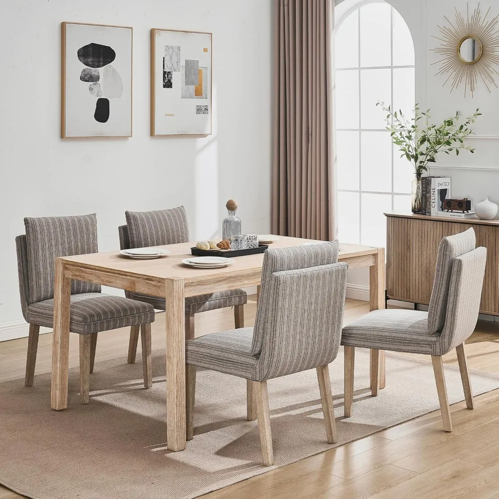 

Traditional Dining Chairs Set of 4, Comfy Fabric Upholstered Kitchen Side Chairs with Removable Back Cushion, Farmhouse Accent C