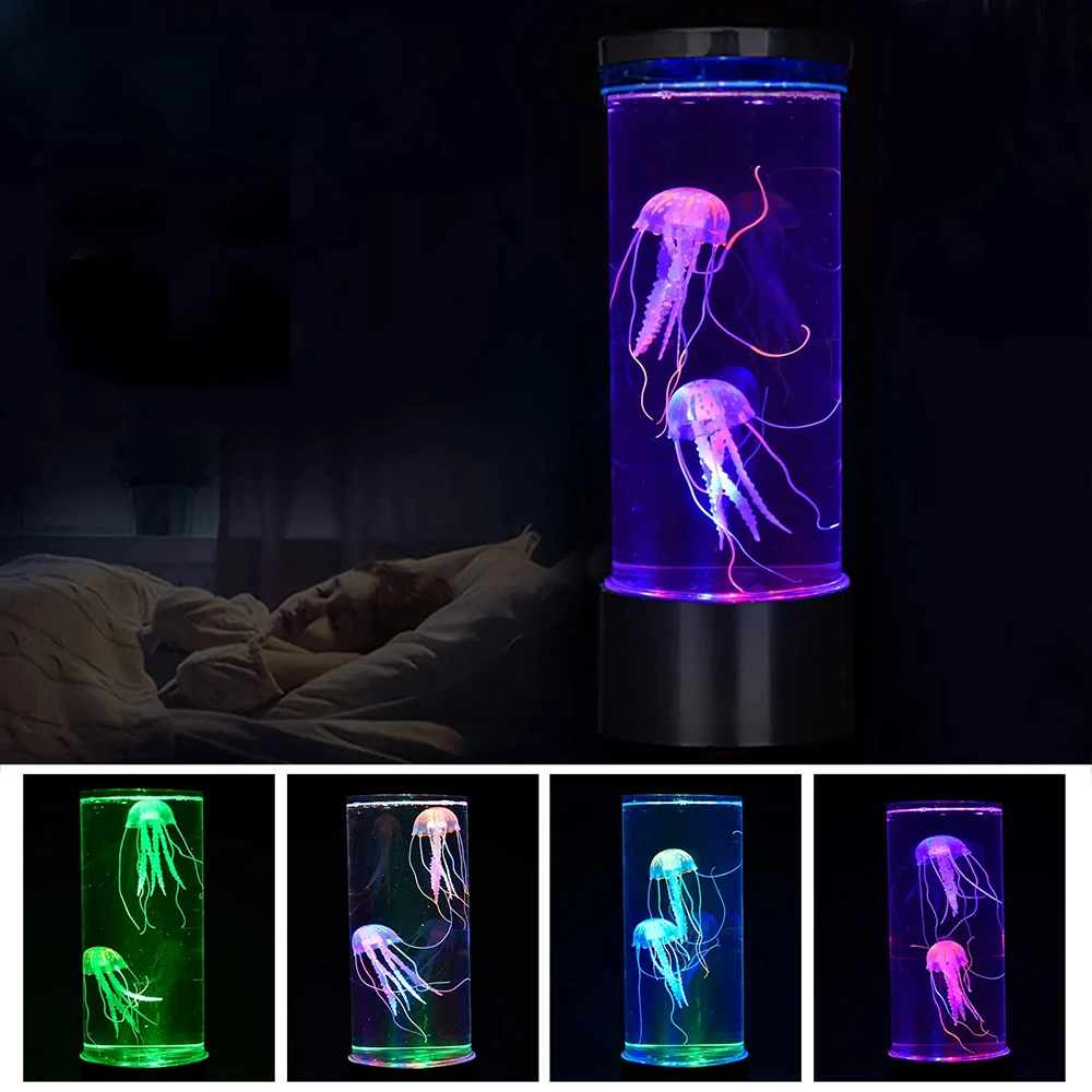 12Pcs Color Changing Jellyfish Lamp Usb/Battery Powered Table Night Light Children'S Gift Home Bedroom Decor Boys Girls Gift