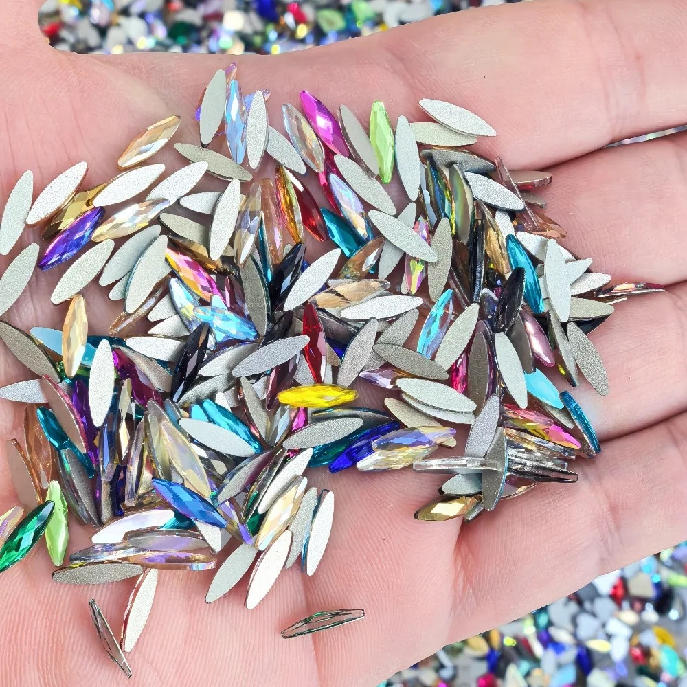 wholesale Horse eye AB 3*11mm DIY Flat Back Nail Rhinestone  Special Shaped Crystals Art Stones 3D Personalized Decoration