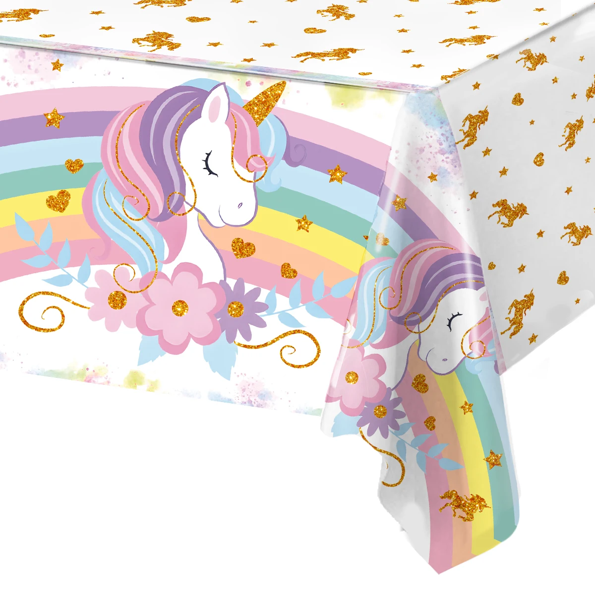 Rainbow Unicorn PE Tablecloth Happy Unicorn Theme Birthday Party Decorations Kids Favors Table Cover Girls Baby Shower Supplies